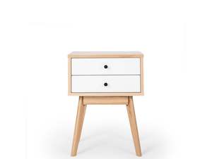 Bedside Tables: CANBERRA BEDSIDE TABLE "WHITE/OAK"
