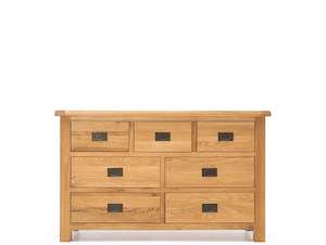 Tallboys Chests: SOLSBURY 7 DRAWER LOW OAK CHEST