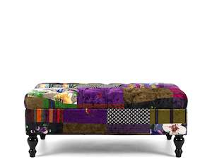 PATCHWORK STORAGE SCHOOL OTTOMAN