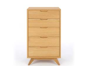 VENICE 5 DRAWER WOODEN TALL CHEST "NATURAL OAK"