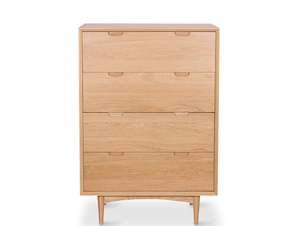 Wooden Tallboys Chests: MADRID 4 DRAWER WOODEN CHEST "NATURAL OAK"