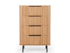 Wooden Tallboys Chests: LINEA 4 DRAWER WOODEN TALLBOY "NATURAL OAK"