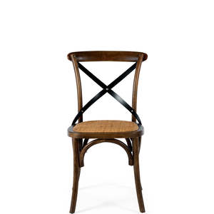 CROSSED BACK WOODEN CHAIR "DEEP OAK"
