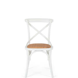 CROSSED BACK WOODEN CHAIR "AGED WHITE"