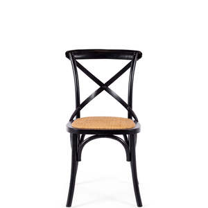 CROSSED BACK WOODEN CHAIR "AGED BLACK"