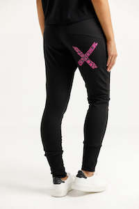 Home-lee Apartment Pants - Winter Weight | Black with Orchid Damask X