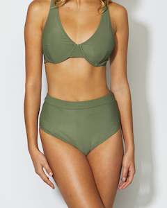 Clothing Sass: Sass Eliza High Waisted Bikini Bottom - Khaki Rib