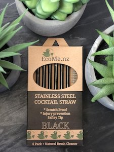Goodforyouandtheplanet Sustainable Living: EcoMe Stainless Steel Cocktail Straws - 6 x Black