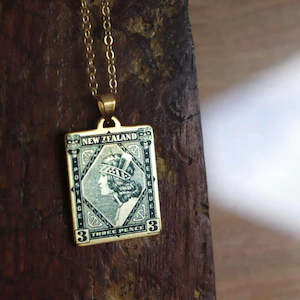 Necklaces: Little Taonga 1935 Pictorial Vintage Stamp Necklace | Wahine