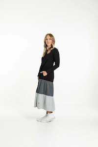 Home Lee: Home-lee Kendall Long Sleeve Dress | Black Grey Charcoal