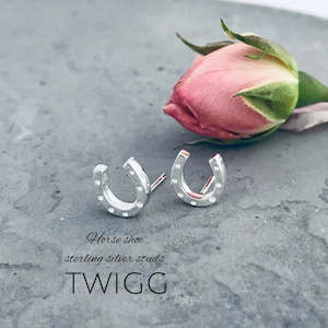 Twigg Horse Shoe Stud Earrings - Stirling Silver