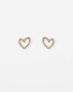 Stella + Gemma Crystal Heart Outline Stud Earrings