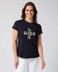 Stella + Gemma Soho Cuff Tee | Navy Leopard Cross