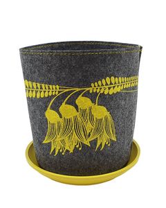 Giftsandhome: Jo Luping Design - Kowhai Yellow On Mid Grey | Ecofelt Growbag