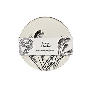 Jo Luping Design - Black and Ivory Set of 4 | Round Coasters