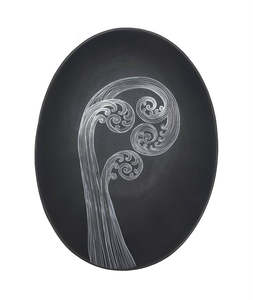 Jo Luping Design - Ponga Frond II White On Charcoal | 24cm Porcelain Bowl