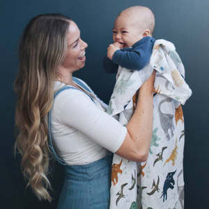 Little Unicorn Single Cotton Muslin Swaddle | Dino Friends