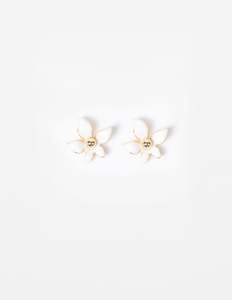 Stella + Gemma Mini Flower Stud | White