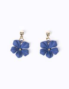 Earrings: Stella + Gemma Dangly Mini Flower | Sea Blue
