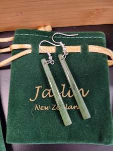 Earrings: Jaslin Greenstone - Pounamu Stick Earrings