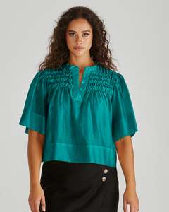 Sass Fillip Ruffle Yoke Blouse | Sea Green