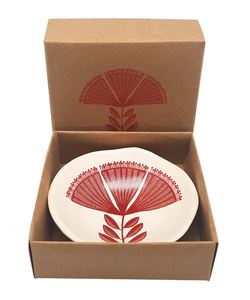 Jo Luping Design - Red Pohutukawa Lace On White | 7cm Porcelain Bowl