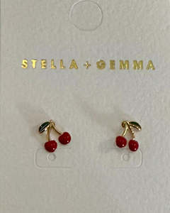 Stella + Gemma Earrings | Red Gold Cherries