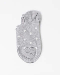 Stella + Gemma No Show Socks | Grey Marle with Snow Dots