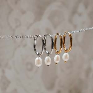 Jewellery Accessories Jewellery: Katy B Rectangle Pearl Hoop Earrings
