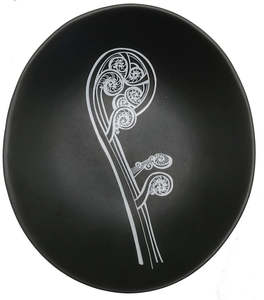 Jo Luping Design - White Ponga on Black | 10cm Porcelain Bowl