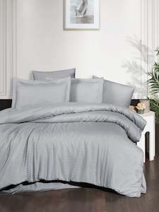 Bedding Set Light Grey organic cotton stripe sateen
