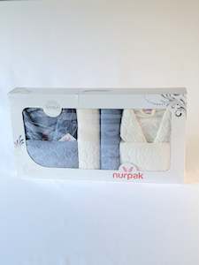 Luxury Cotton Bathrobe Set NurPak, Indigo, Cream