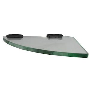 10MM GLASS BATHROOM SHELVES - 4 STYLES BLACK BRACKETS