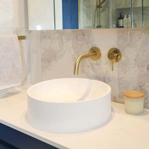 Stone Basins: CODE HALO ROUND QUARTZ BASIN 400X400X120MM - 2 COLOURS