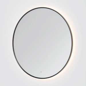 Led Mirrors: CODE SOLACE ROUND FRAMED GUNMETAL LED MIRROR - 3 SIZES