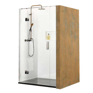 Tiled Shower Kits: ATLANTIS EBONY & IVORY SOPRANO 1000X1000 TILED SHOWER KIT - 3 SIDED