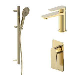 CODE PURE CONTEMPORARY TAPWARE PACKAGE BRUSHED BRASS