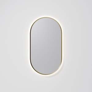 Led Mirrors: CODE SOLACE OVAL BRUSHED BRASS FRAMED LED MIRROR - 2 SIZES