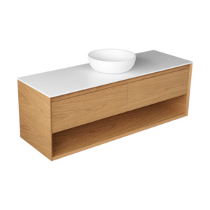 Vanity Size 1400 2200mm: EDGE LARGO 1500 OPEN SHELF WALL HUNG VANITY - 6 COLOURS
