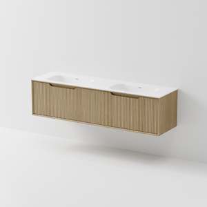 Matte White: Code Aria 1800 Double Basin Wall Hung Vanity