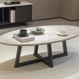 Lunaro Round Coffee Table, Red oak/Black, 80x80x75cm