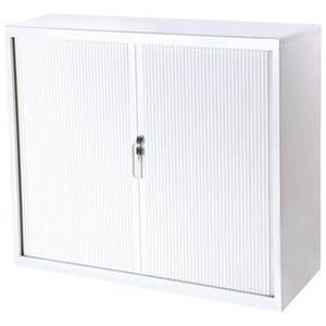 Products: Sylex Metal Tambour Cupboard Lockable 900x520x1020mm Matte White
