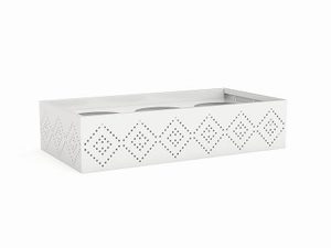 Accessories: Planter box laser cut pattern plastic tray included 900mm w x 220h x 520d unit white