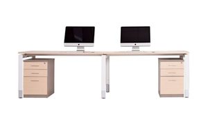 Furniture: Oblique 2 Person Straight Desk Soft Maple