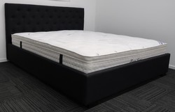 Black Upholstered Bed: Queen black upholstered bed &amp. Pillow top mattress