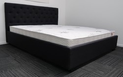 Products: Double black upholstered bed &amp. Pocket spring mattress