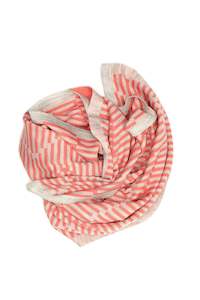 Silk Merino Chevron Baby Blanket in Coral and Grey Marl