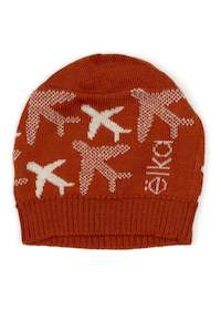 Little Airplane Merino Silk Baby Beanie in Tamarillo