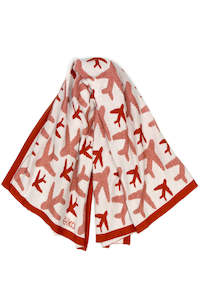 Silk Merino Baby Blanket in Tamarillo Airplane