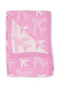 Elka Kids: Silk Merino Baby Blanket in Baby Pink Airplane